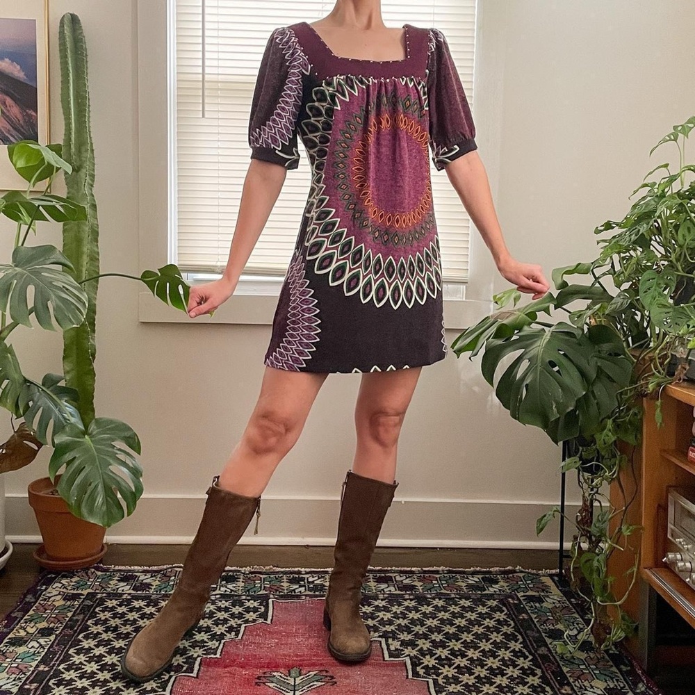 Bohemian Purple hippie mini Dress
